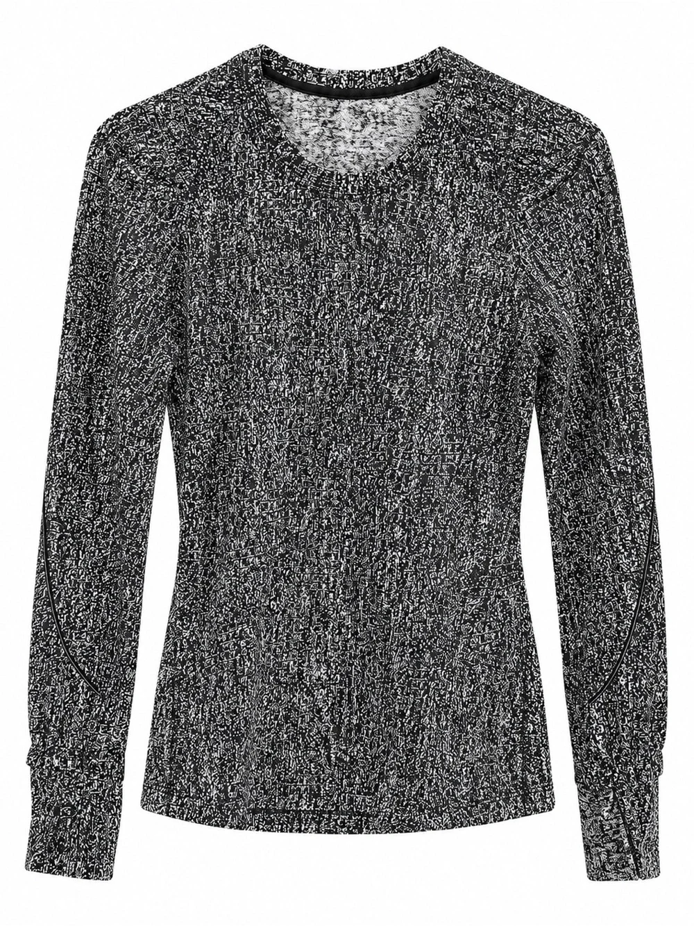 lululemon athletica Black & White Marled Crewneck Long Sleeve Top